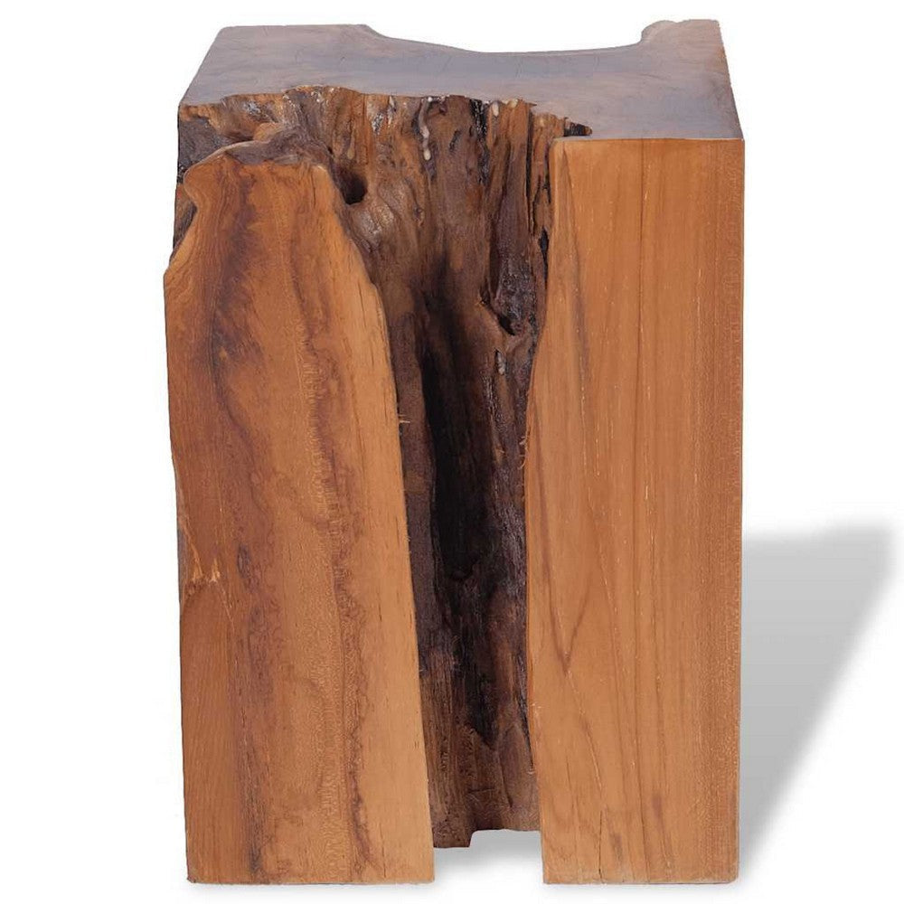 Georgy Outdoor Square Stool w Oiled Finish | Brown Solid Teak Wood BM339726