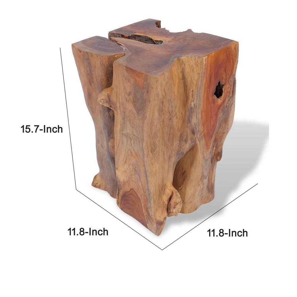 Georgy Outdoor Square Stool w Oiled Finish | Brown Solid Teak Wood BM339726