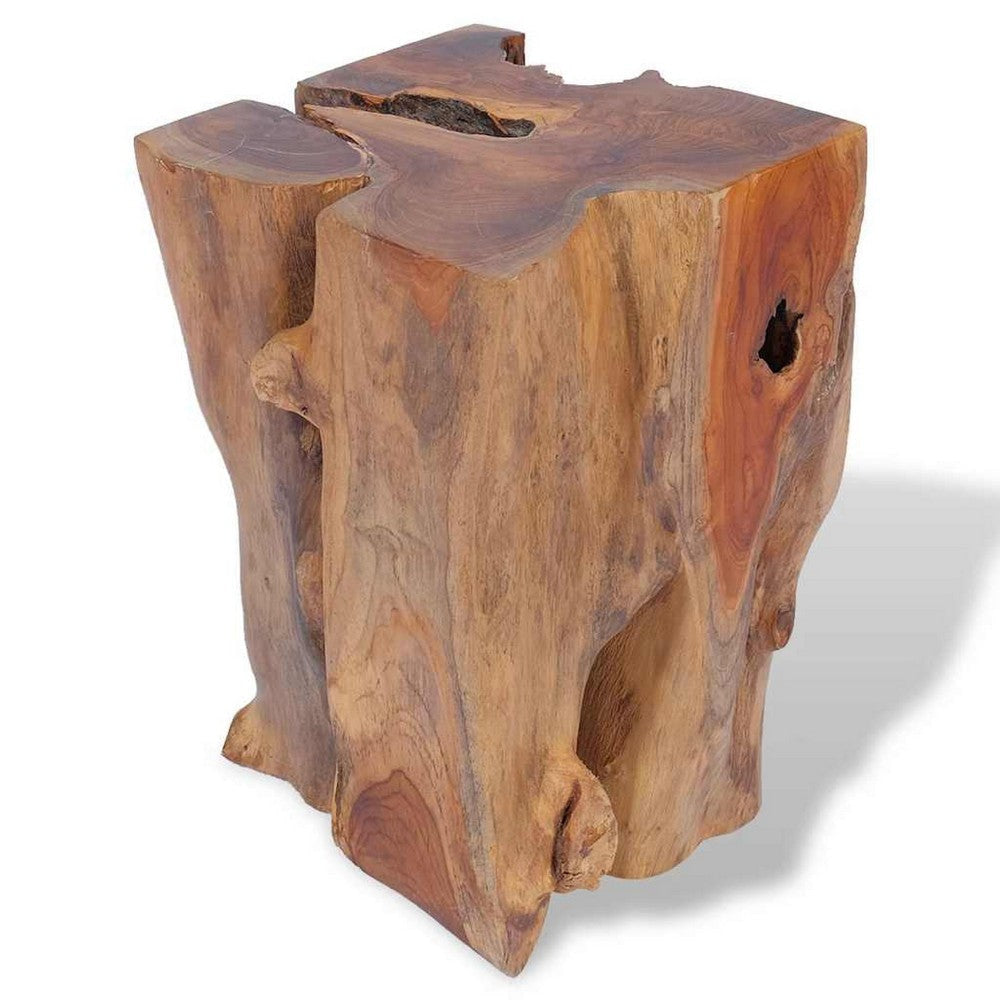 Georgy Outdoor Square Stool w Oiled Finish | Brown Solid Teak Wood