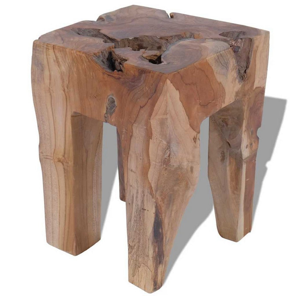 Dusty Outdoor Stool | Square Shaped Design | Brown Solid Teak Wood BM339727