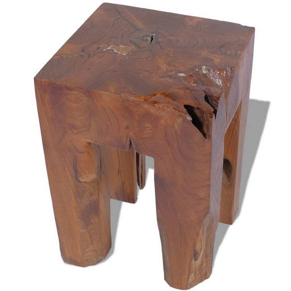 Dusty Outdoor Stool | Square Shaped Design | Brown Solid Teak Wood BM339727