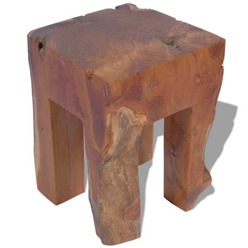 Dusty Outdoor Stool | Square Shaped Design | Brown Solid Teak Wood BM339727