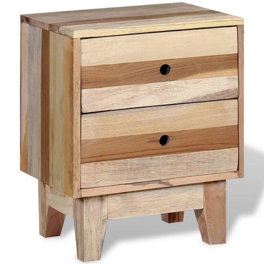 Gloria Bedside Cabinet w 2 Drawers | Tapered Legs | Beige Solid Wood