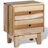 Gloria Bedside Cabinet w 2 Drawers | Tapered Legs | Beige Solid Wood