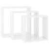 Monny Wall Mounted Shelf Set of 3 | Cube Designs | White Wood Frame| 9,10,12’’ BM339729