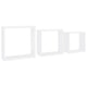 Monny Wall Mounted Shelf Set of 3 | Cube Designs | White Wood Frame| 9,10,12"