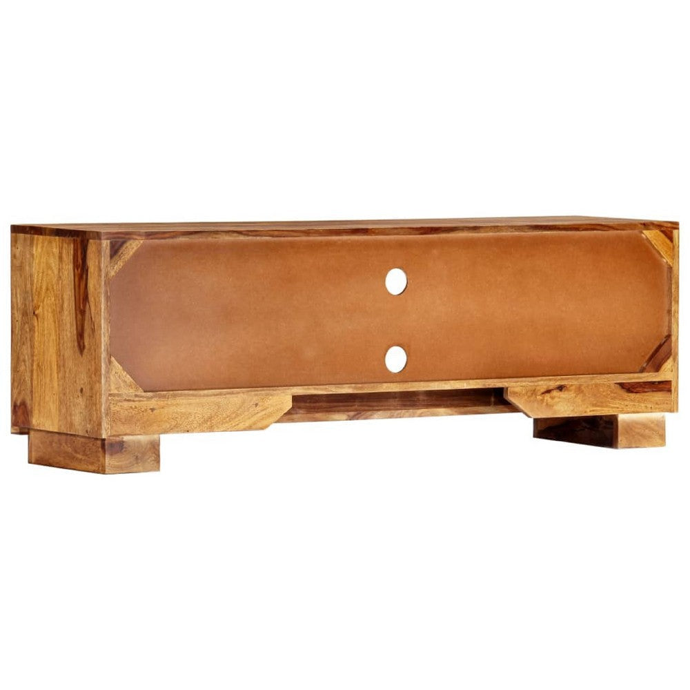Fenny TV Stand Media Cabinet w 2 Doors | Brown Solid Wood | 24’’ BM339730