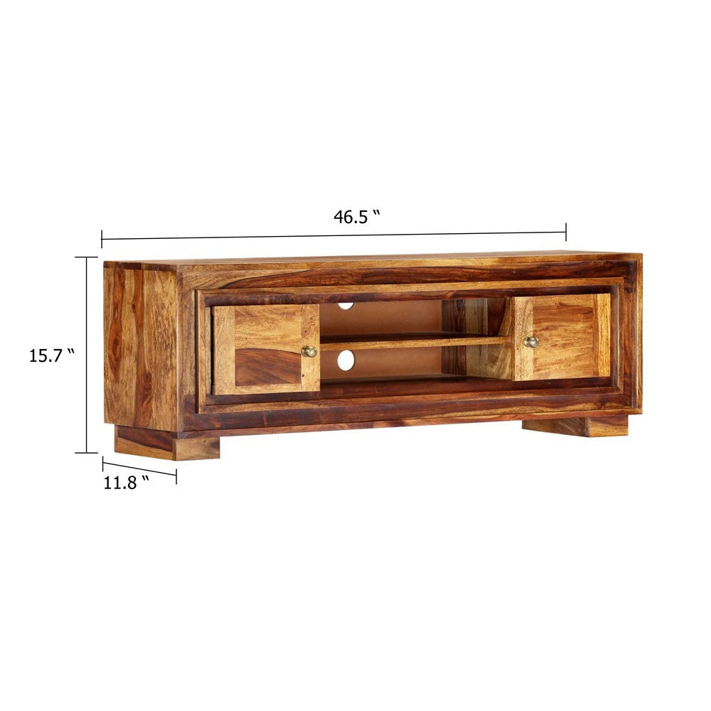 Fenny TV Stand Media Cabinet w 2 Doors | Brown Solid Wood | 24’’ BM339730
