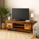 Fenny TV Stand Media Cabinet w 2 Doors | Brown Solid Wood | 24"