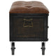 Harper Storage Bench | Wheels | 13’’ Trunk Style Brown Faux Leather BM339731