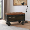 Harper Storage Bench | Wheels | 13’’ Trunk Style Brown Faux Leather BM339731