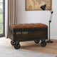 Harper Storage Bench | Wheels | 13’’ Trunk Style Brown Faux Leather BM339731