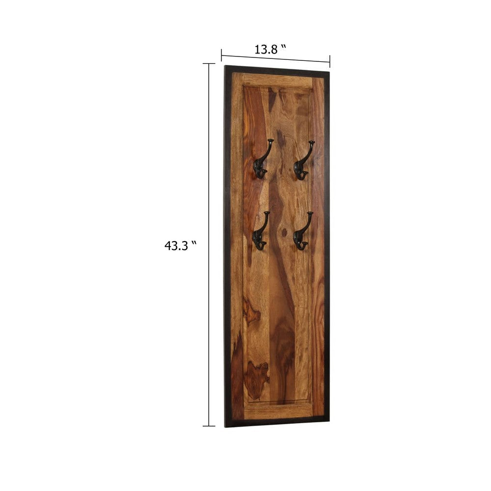 Dough Set of 2 Wall Mounted Coat Racks w 8 Hooks | Brown Sheesham Wood BM339732