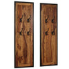 Dough Set of 2 Wall Mounted Coat Racks w 8 Hooks | Brown Sheesham Wood