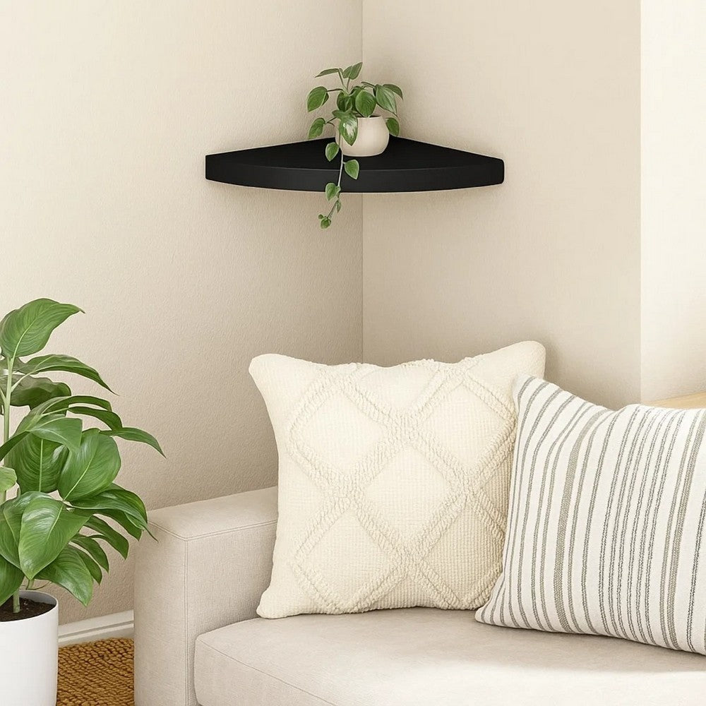 Phoebs Corner Wall- Mounted Shelf | Black Honeycomb | Metal Accents | 14"