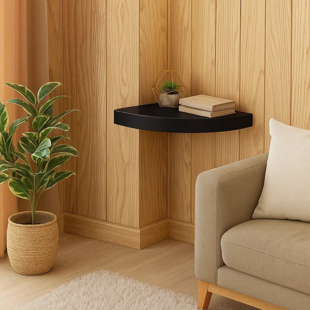 Phoebs Corner Wall- Mounted Shelf | Black Honeycomb | Metal Accents | 14"