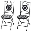 Azzy Outdoor Side Dining Chair Set of 2 | Steel Black White Geometric Ceramic