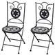 Azzy Outdoor Side Dining Chair Set of 2 | Steel Black White Geometric Ceramic