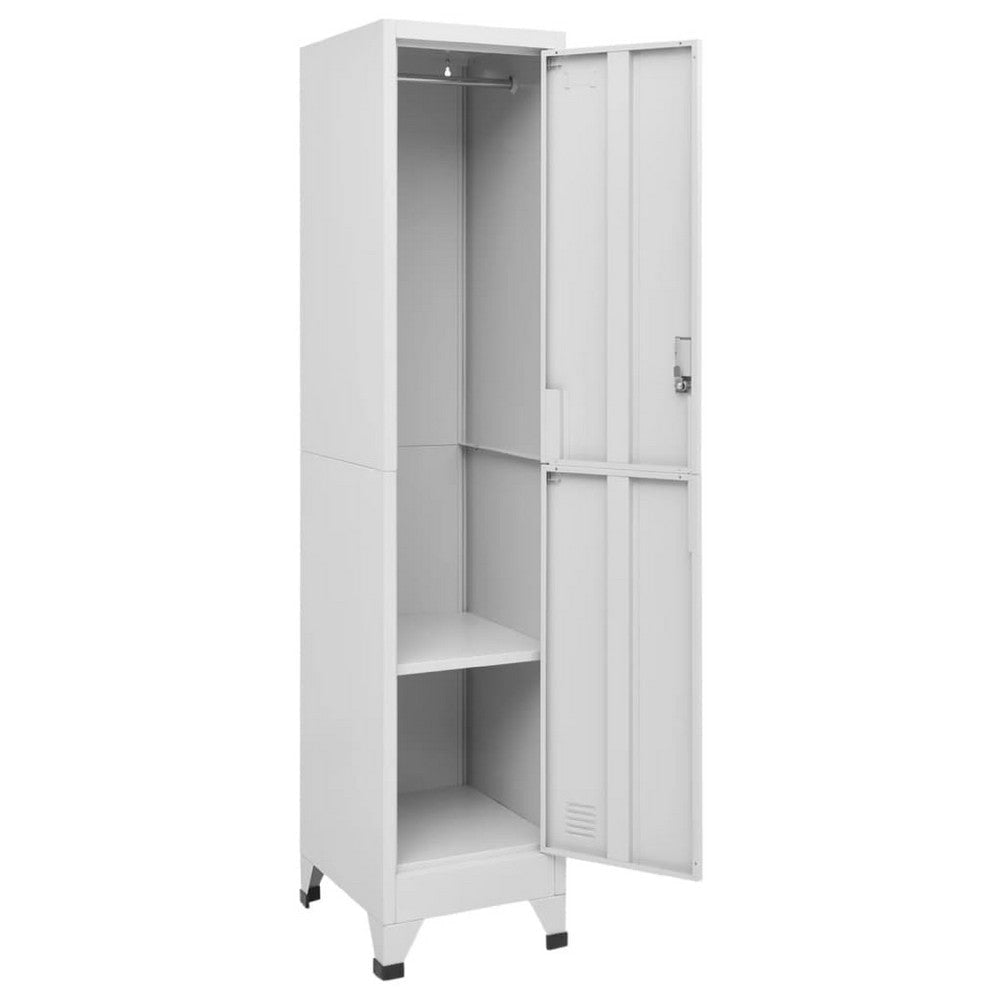 Sonia Rectangular Locker Cabinet w Shelf | Hanging Bar | Gray Steel BM339743