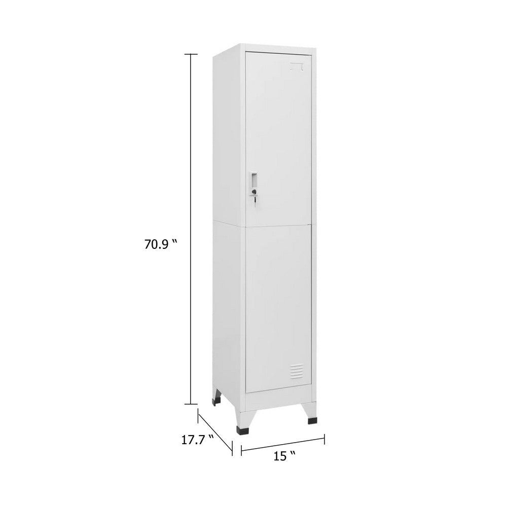Sonia Rectangular Locker Cabinet w Shelf | Hanging Bar | Gray Steel BM339743