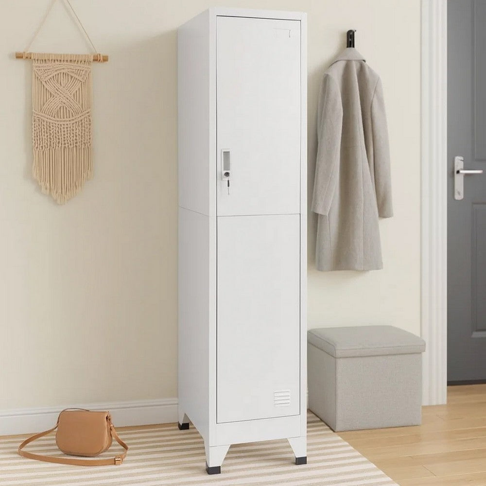 Sonia Rectangular Locker Cabinet w Shelf | Hanging Bar | Gray Steel BM339743