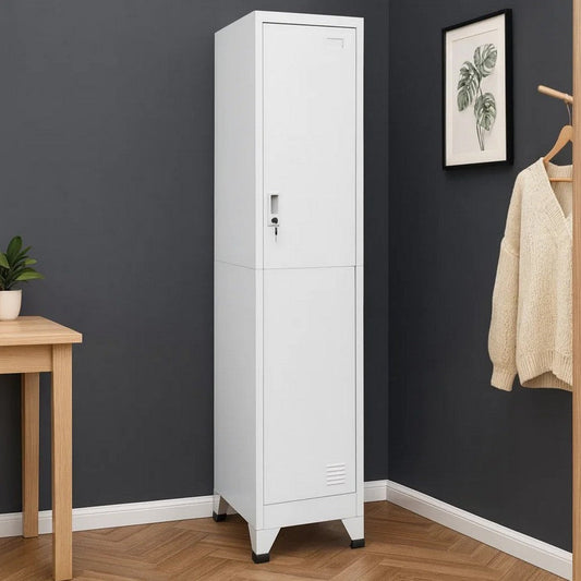 Sonia Rectangular Locker Cabinet w Shelf | Hanging Bar | Gray Steel BM339743