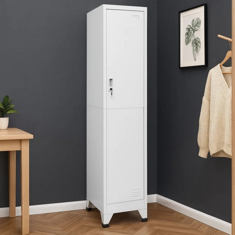 Sonia Rectangular Locker Cabinet w Shelf | Hanging Bar | Gray Steel