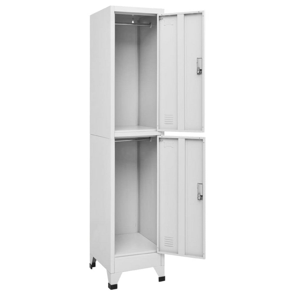 Sonia Rectangular Locker Cabinet w 2 Lockable Doors | Gray Steel BM339744