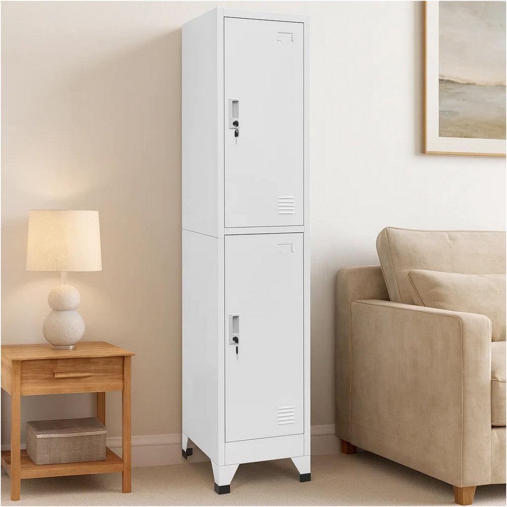 Sonia Rectangular Locker Cabinet w 2 Lockable Doors | Gray Steel