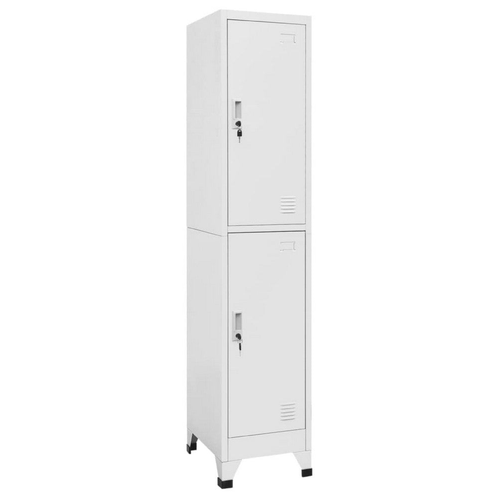Sonia Rectangular Locker Cabinet w 2 Lockable Doors | Gray Steel