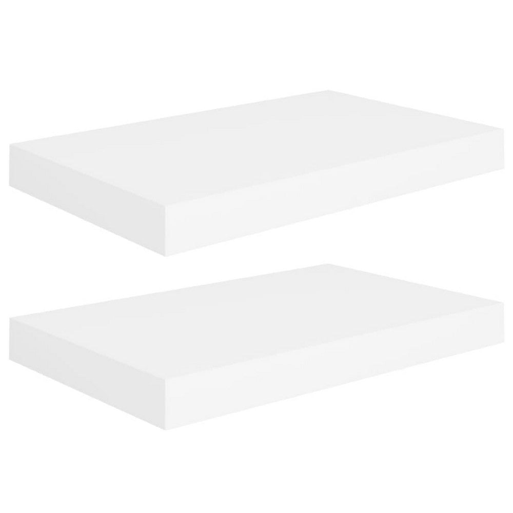 Yuna Floating Wall Shelf Set of 2 | White Honeycomb MDF | Metal Accents