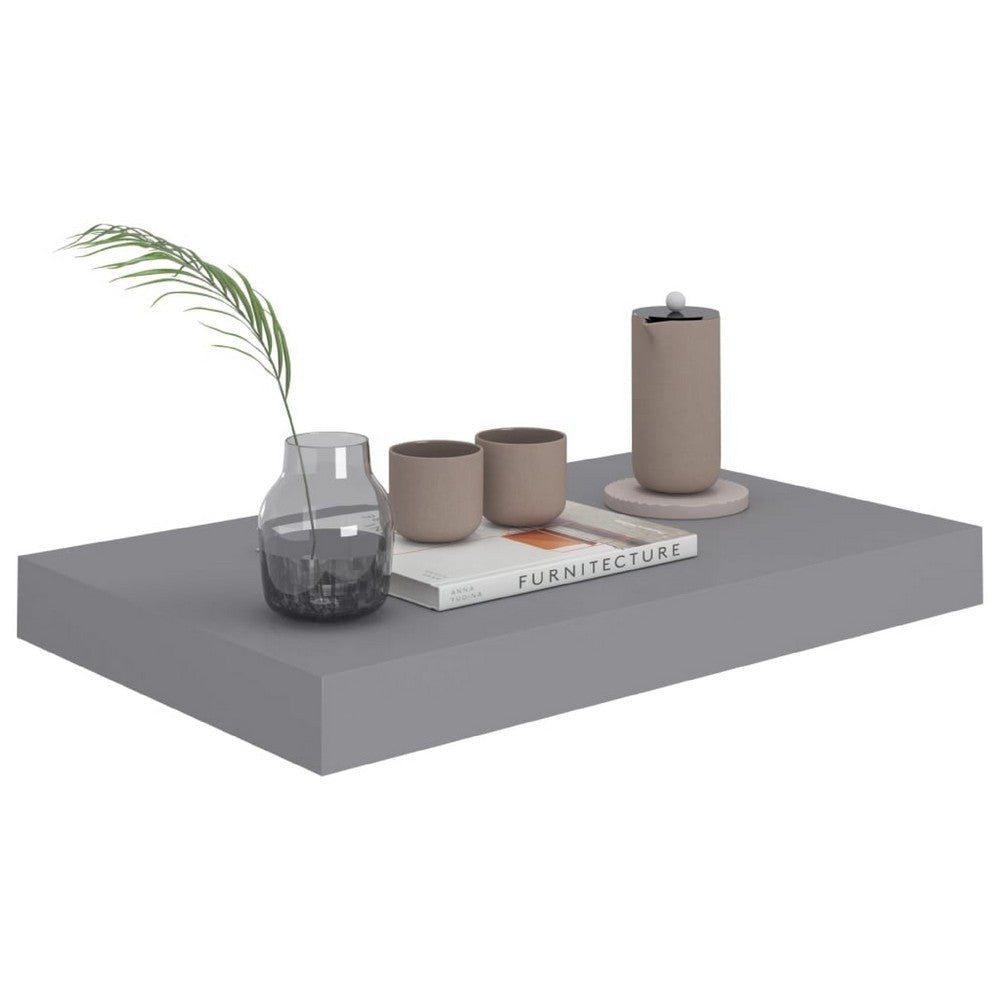 Yuna Floating Wall Shelf Set of 2 | Gray Honeycomb MDF | Metal Accents | 16’’ BM339748