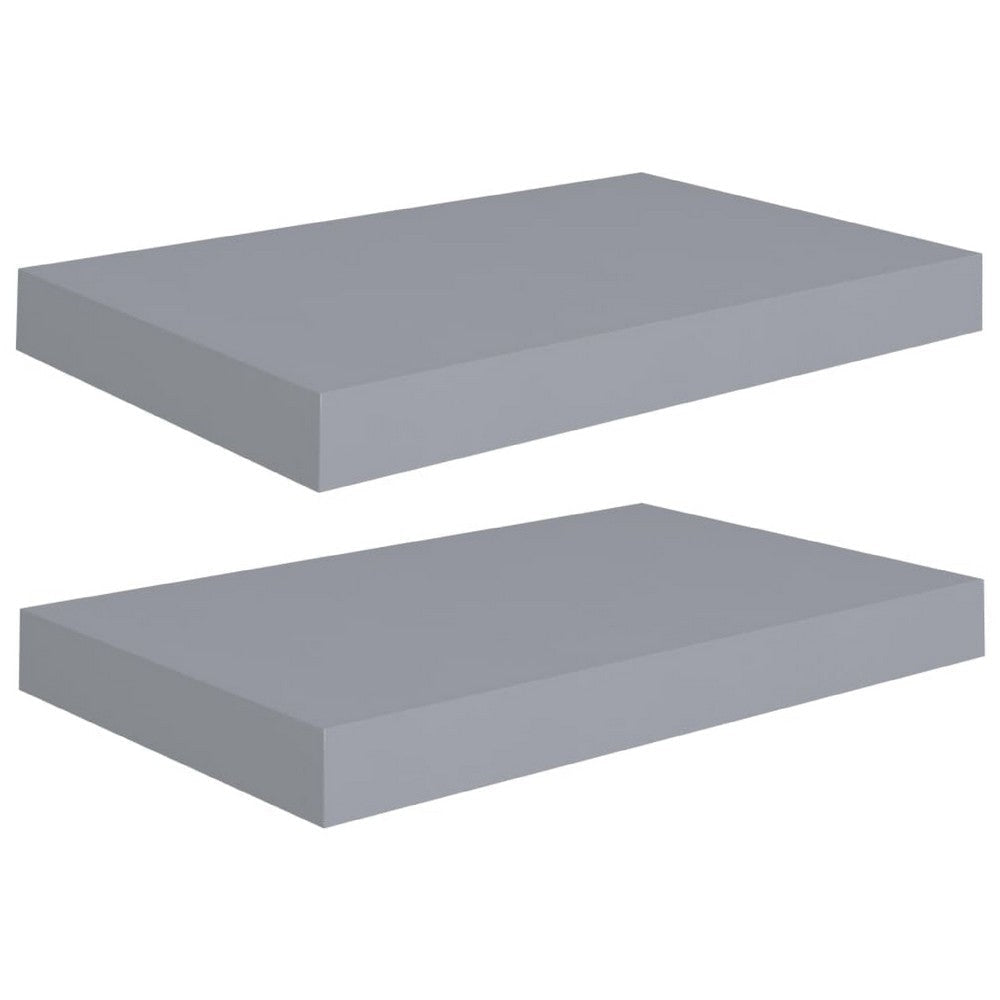 Yuna Floating Wall Shelf Set of 2 | Gray Honeycomb MDF | Metal Accents | 16"