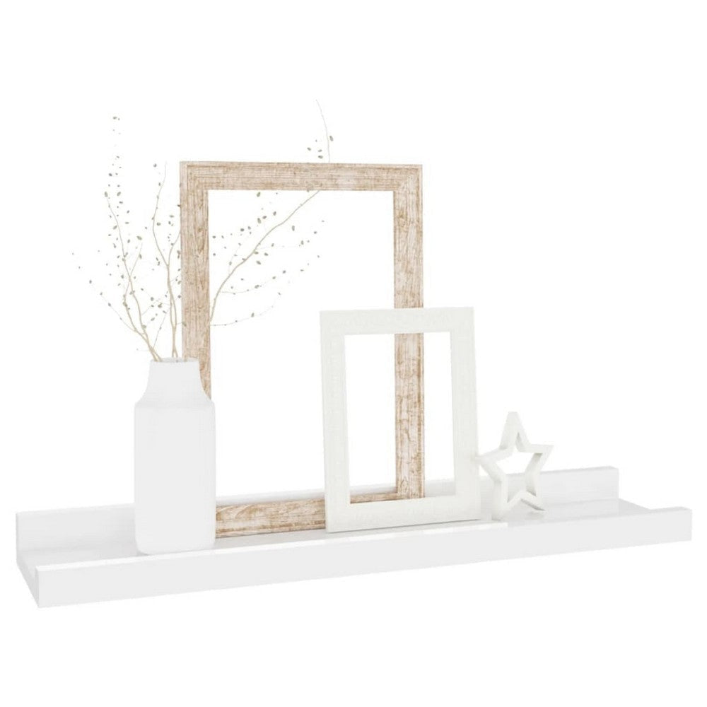Suzzy Wall Mounting Shelves Set of 4 | Floating Design | Gloss White MDF | 16’’ BM339749