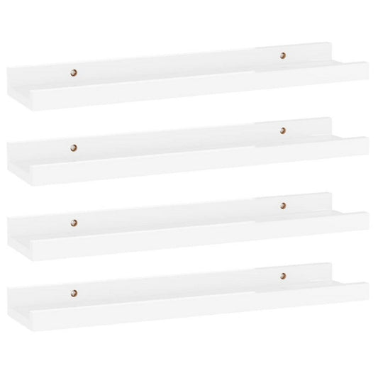 Suzzy Wall Mounting Shelves Set of 4 | Floating Design | Gloss White MDF | 16"