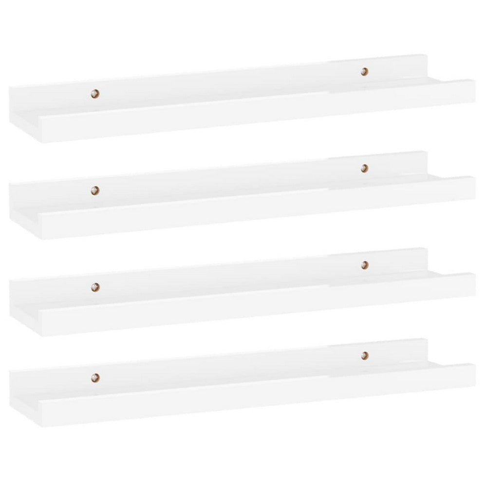 Suzzy Wall Mounting Shelves Set of 4 | Floating Design | Gloss White MDF | 16"
