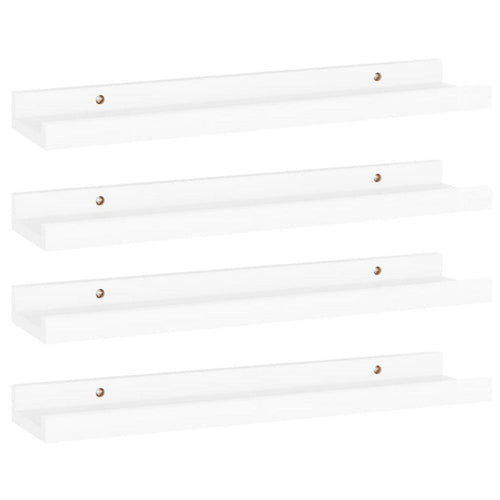 Suzzy Wall Mounting Shelves Set of 4 | Floating Design | White Wood | 16"