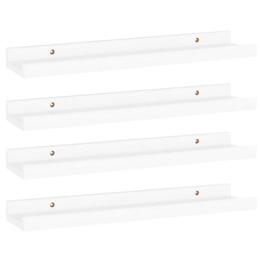 Suzzy Wall Mounting Shelves Set of 4 | Floating Design | White Wood | 16"