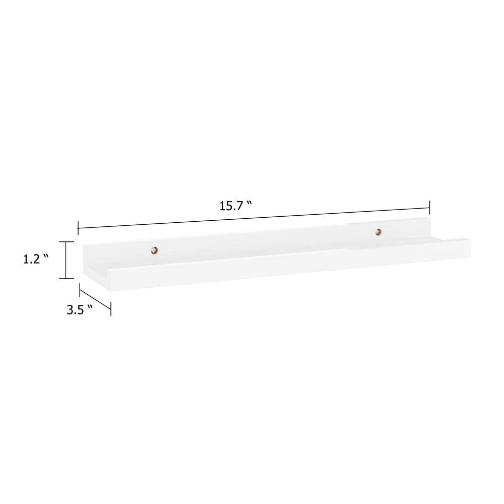 Suzzy Wall Mounting Shelves Set of 4 | Floating Design | White Wood | 16’’ BM339750