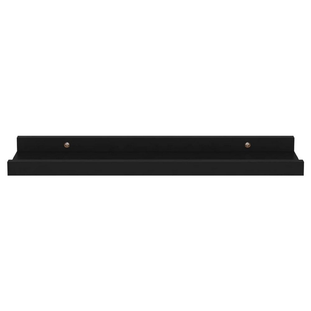 Suzzy Wall Mounting Shelves Set of 4 | Floating Design | Black Wood | 16’’ BM339751