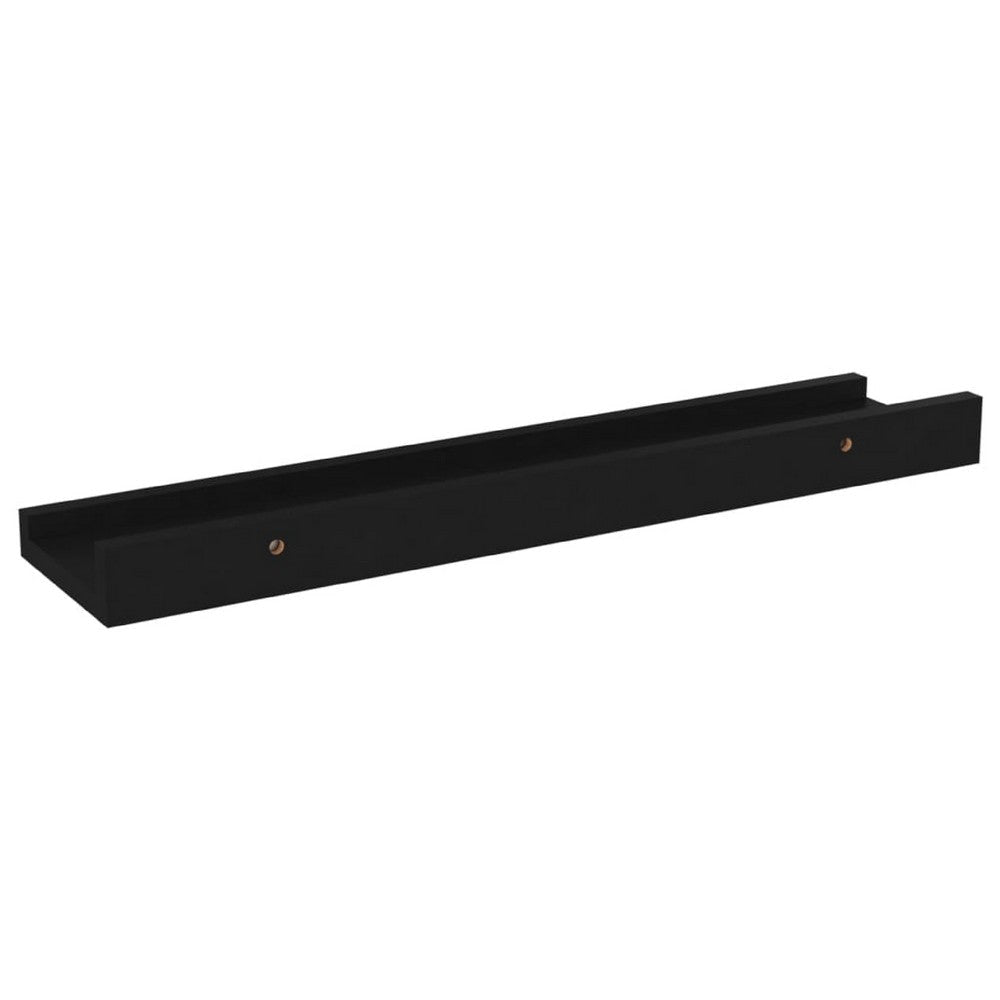 Suzzy Wall Mounting Shelves Set of 4 | Floating Design | Black Wood | 16’’ BM339751