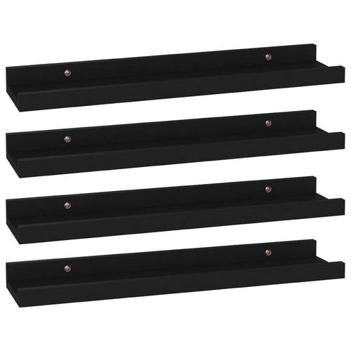 Suzzy Wall Mounting Shelves Set of 4 | Floating Design | Black Wood | 16"
