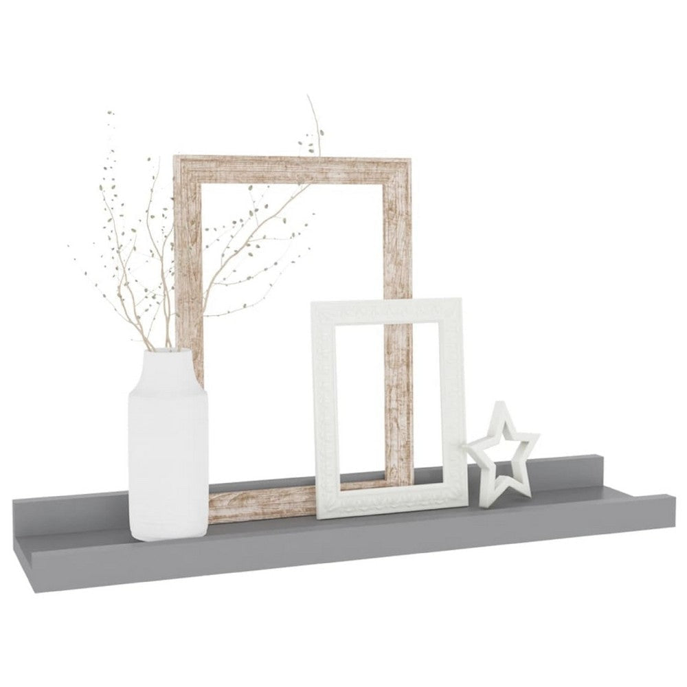 Suzzy Wall Mounting Shelves Set of 4 | Floating Design | Gray Wood | 16’’ BM339752