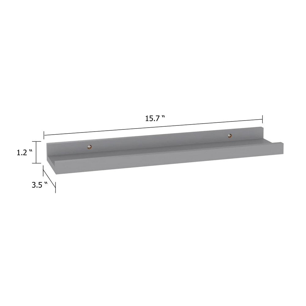 Suzzy Wall Mounting Shelves Set of 4 | Floating Design | Gray Wood | 16’’ BM339752