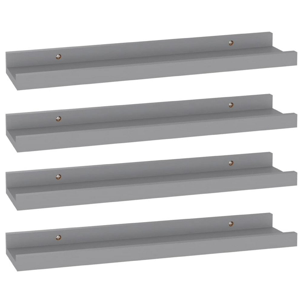 Suzzy Wall Mounting Shelves Set of 4 | Floating Design | Gray Wood | 16"