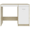 Ami Office Desk with Cabinet | White and Oak Beige Wood | Chrome Handle BM339753