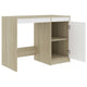Ami Office Desk with Cabinet | White and Oak Beige Wood | Chrome Handle BM339753