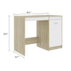Ami Office Desk with Cabinet | White and Oak Beige Wood | Chrome Handle BM339753