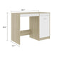Ami Office Desk with Cabinet | White and Oak Beige Wood | Chrome Handle BM339753