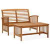 Kim 2pc Garden Lounge Set w Bench and Coffee Table | Slatted Brown Wood